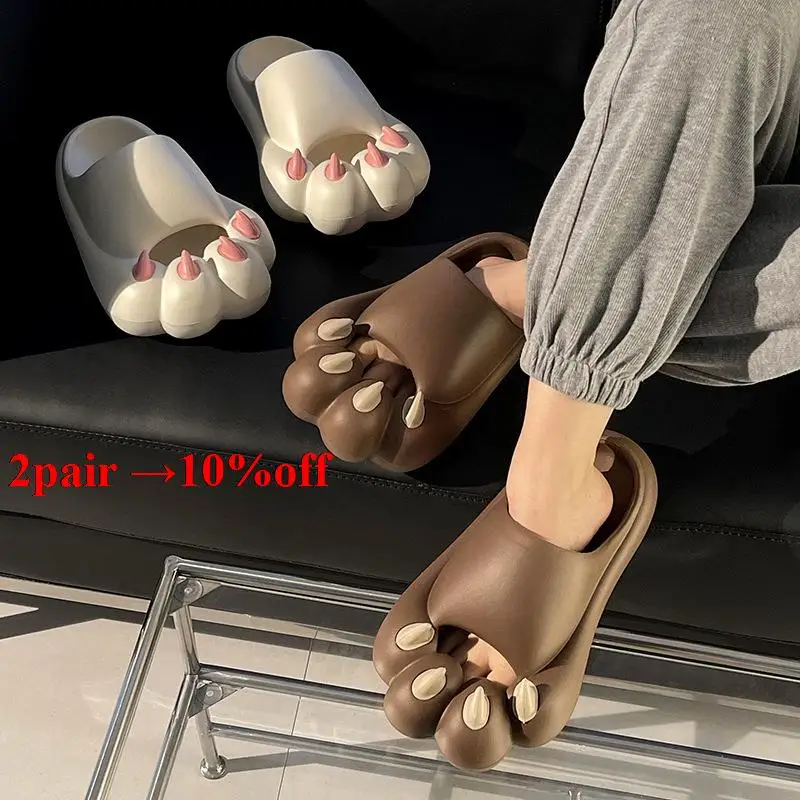 

Lovely cat claw "women summer cool slippers" women heart men and women thick bottom EVA slippers men at home