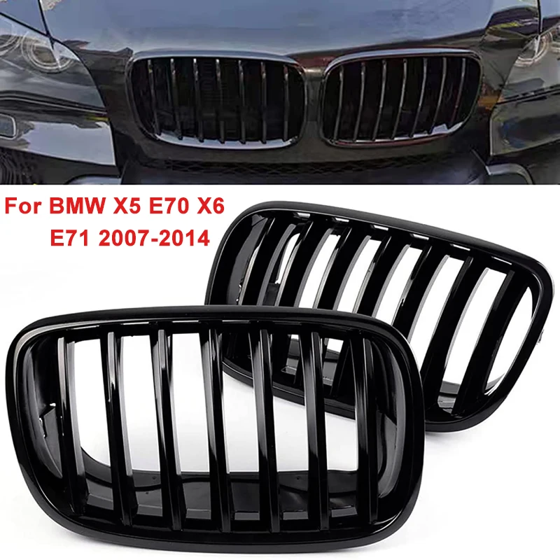 

1pair Glossy Black Car Front Bumper Grille Front Kidney Grill for BMW X5 E70 X6 E71 2007-2013