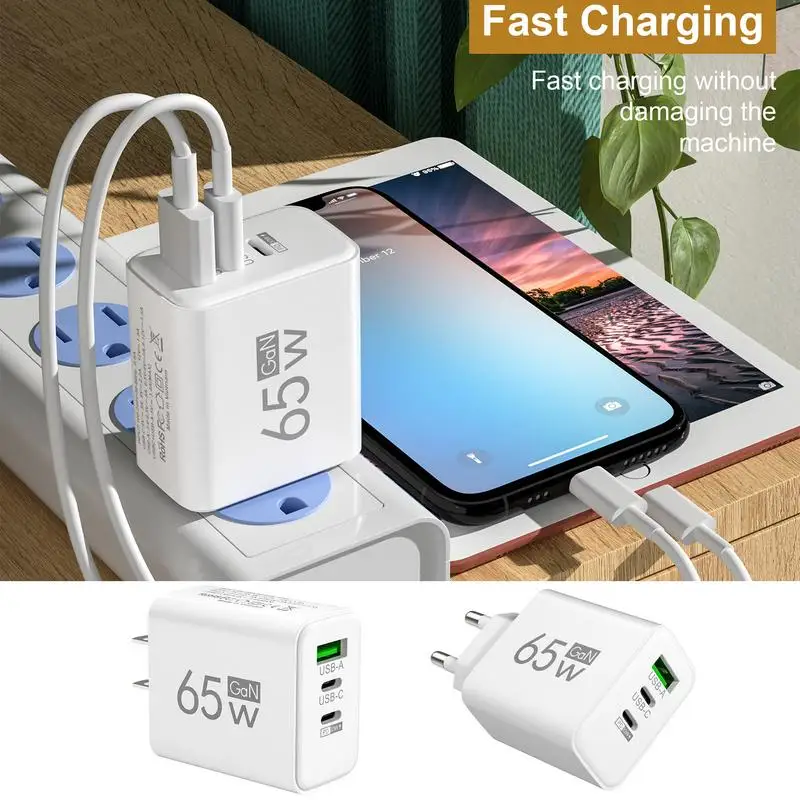 Тройной USB-зарядный блок 65 Вт многопортовый для телефона 1 USB2 PD-порт USB-блок