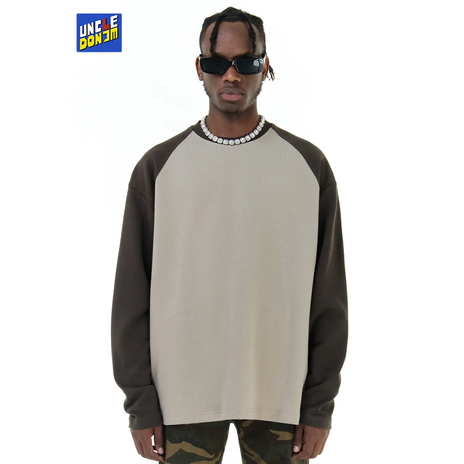 

Футболка мужская хлопковая с длинным рукавом, Базовая рубашка с контрастным принтом реглан, одежда в винтажном стиле для пары, лето