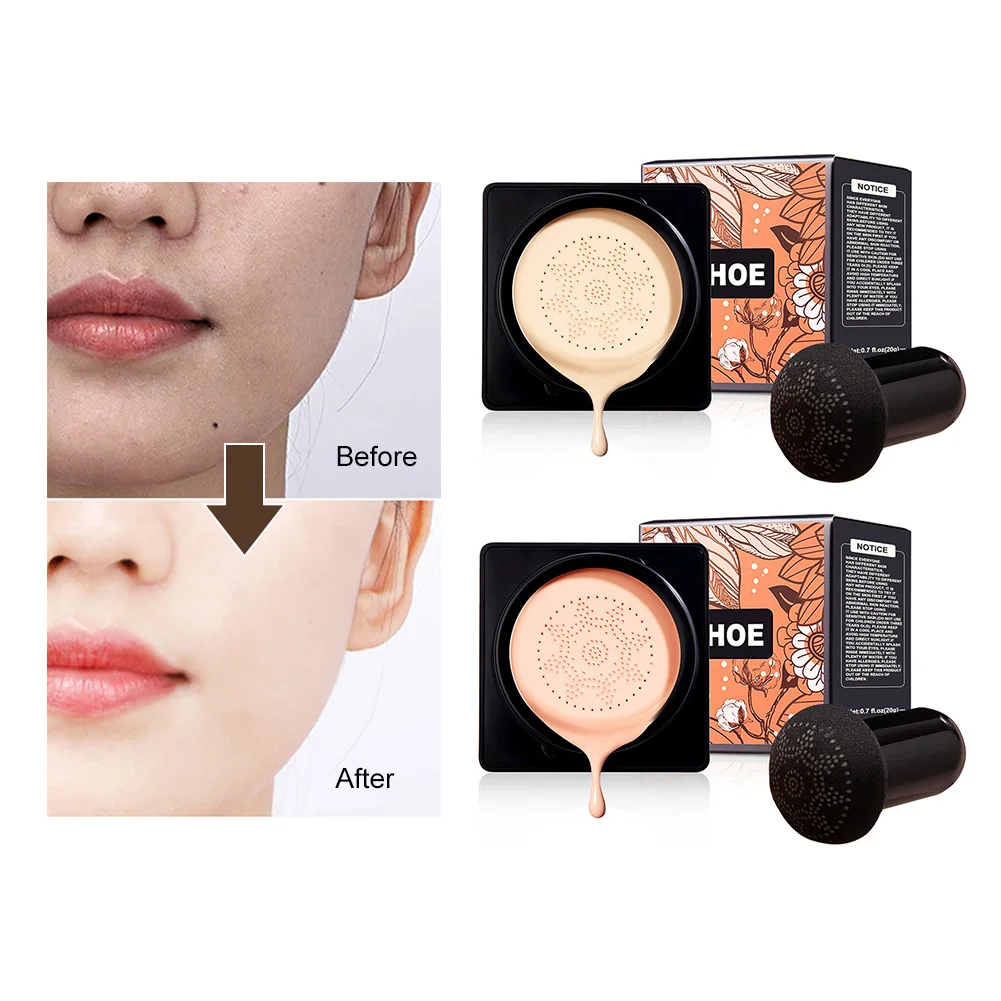 

Air Cushion BB Cream Waterproof Nature Foundation Mushroom Head BB Cream Conceal Pores Even Skin Tone Whitening Base Makeup