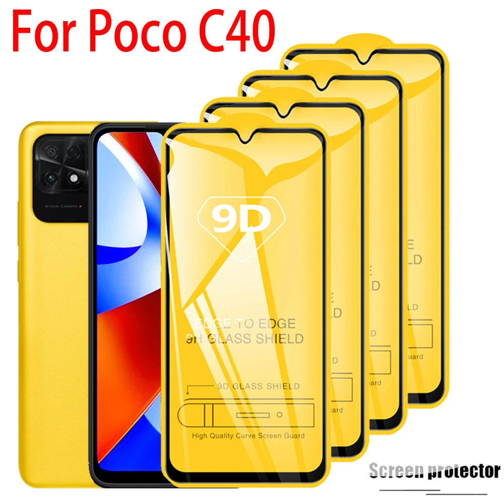 

1~4шт,защитное стекло для Poco C40 9H твердость стеклянная для экрана телефона сяоми поко C 40 защитная пленка для Poco C40 Poko стекло аксессуары для тел...