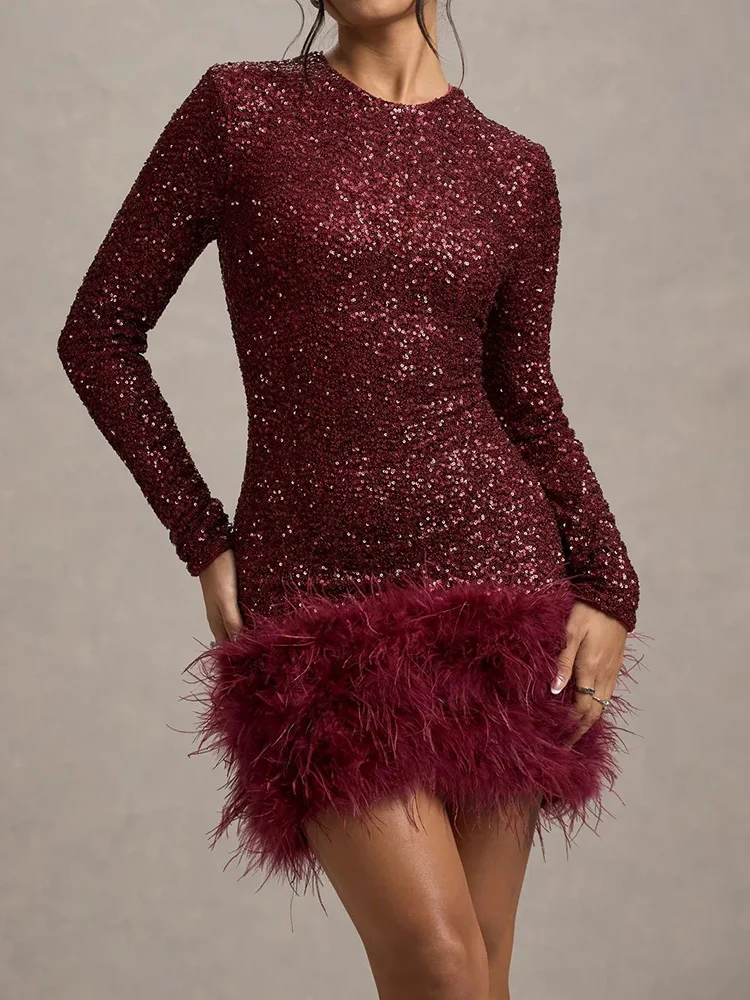 Женское сексуальное вечернее платье в стиле пэчворк с круглым вырезом