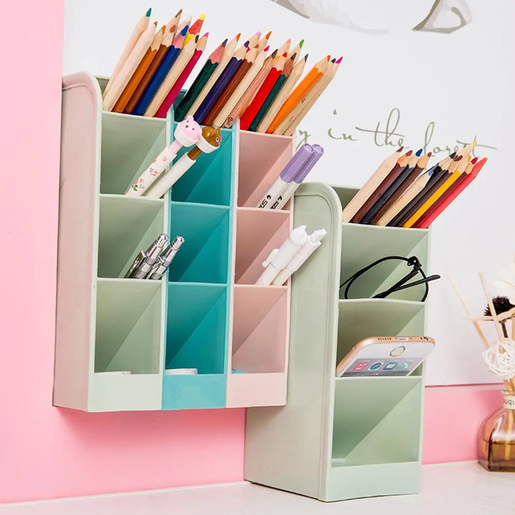 

Desk Organizer Pen Holder Oblique Insertion Plastic Desktop Storage Box Nordic Student Multi-function Pen Barrel Box Organizador
