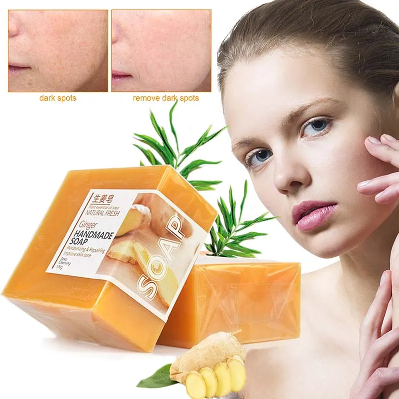 

100g Natural Ginger Oil soap Lymphatic Detox Organic Ginger Soap Face Wash Removal Acne Oil Control Essential Soap Body Bath