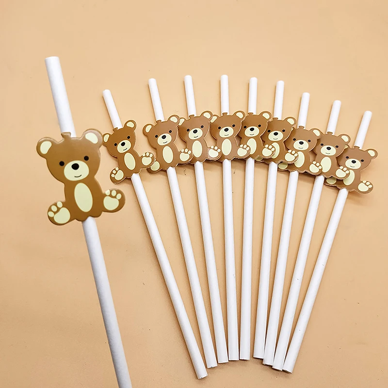 

30Pcs Bear Paper Straws Little Cute Straws Bear Drinking Paper Straws for Little Cutie Baby Shower Dessert Party Drink Decor
