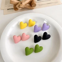 2022 spring new trendy candy color green yellow pink heart stud earrings for women fashion bijoux pendientes mujer brincos