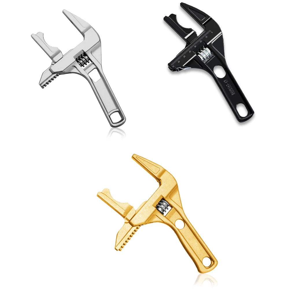 

Plumbing Wrench Short Handle Adjustable Repairing Spanner Basin Sink Portable Clamping Multifunctional Tool Gold