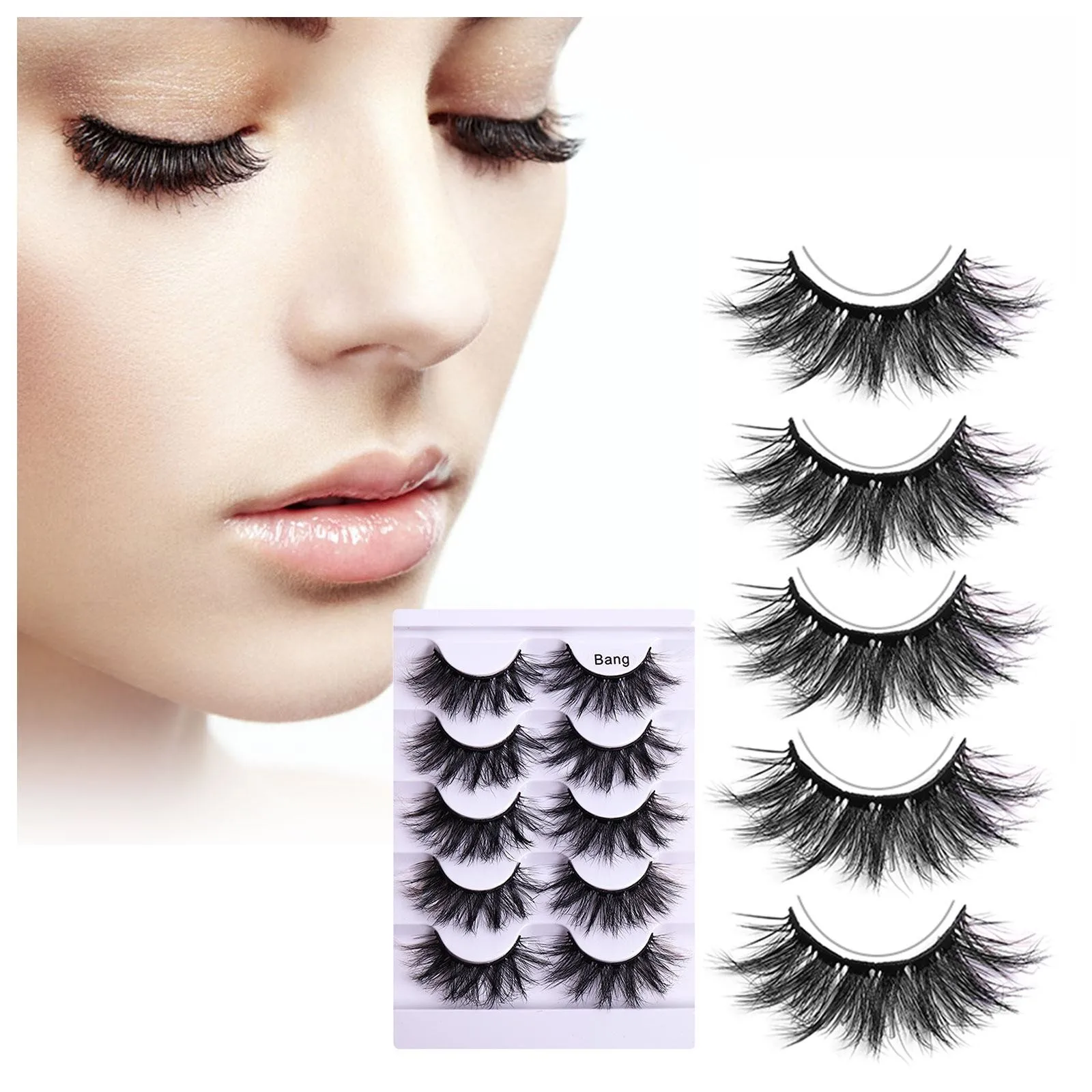 

5 Pairs Of Colorful Fried False Eyelashes Multilayer Thick Cross Imitation Mink Eyelashes Mink 100 Eyelash Packaging Box