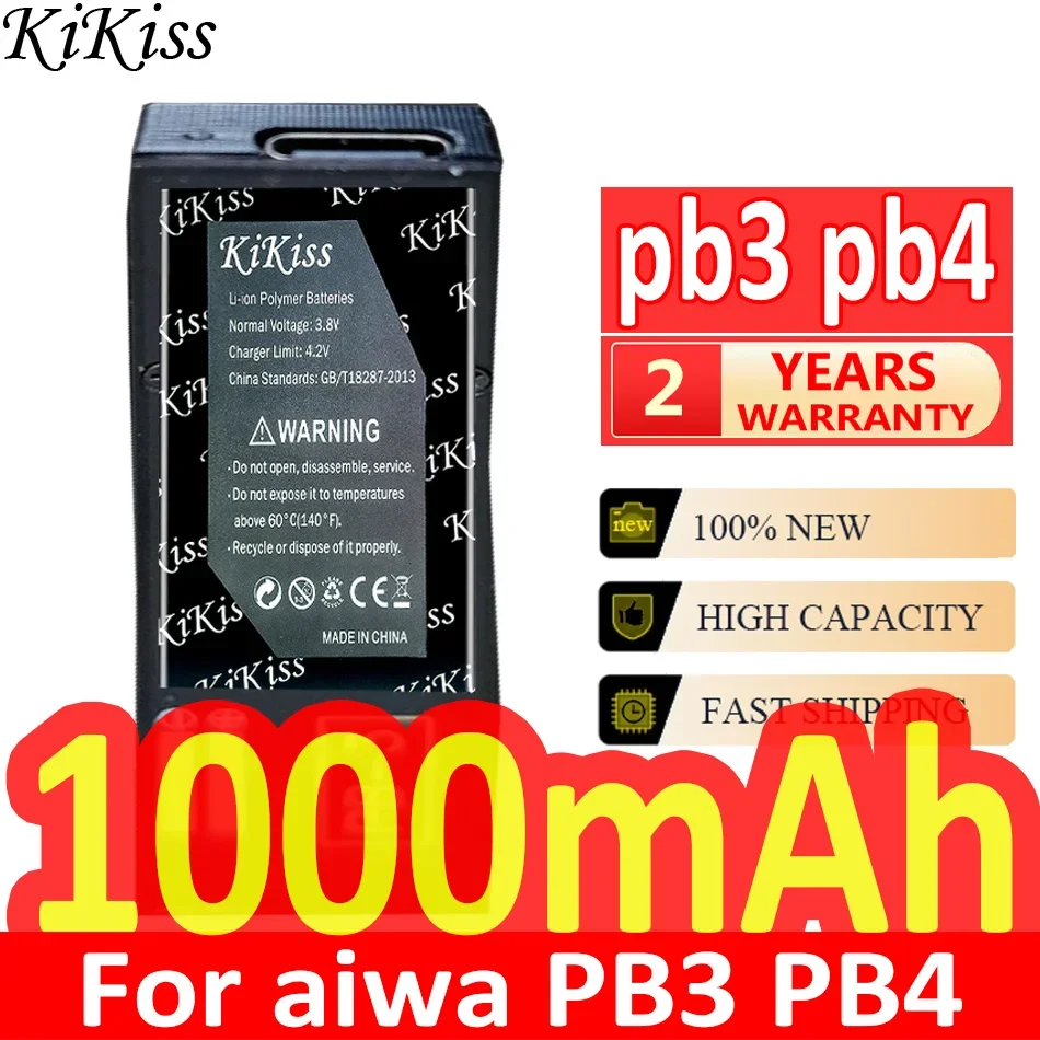 

1000mAh KiKiss Powerful Battery pb3 pb4 For aiwa PB3 PB4 jx729 jx629 jx202 jx303 jx505 px370 jx609 p50 jx303 jx2000 px30 px50