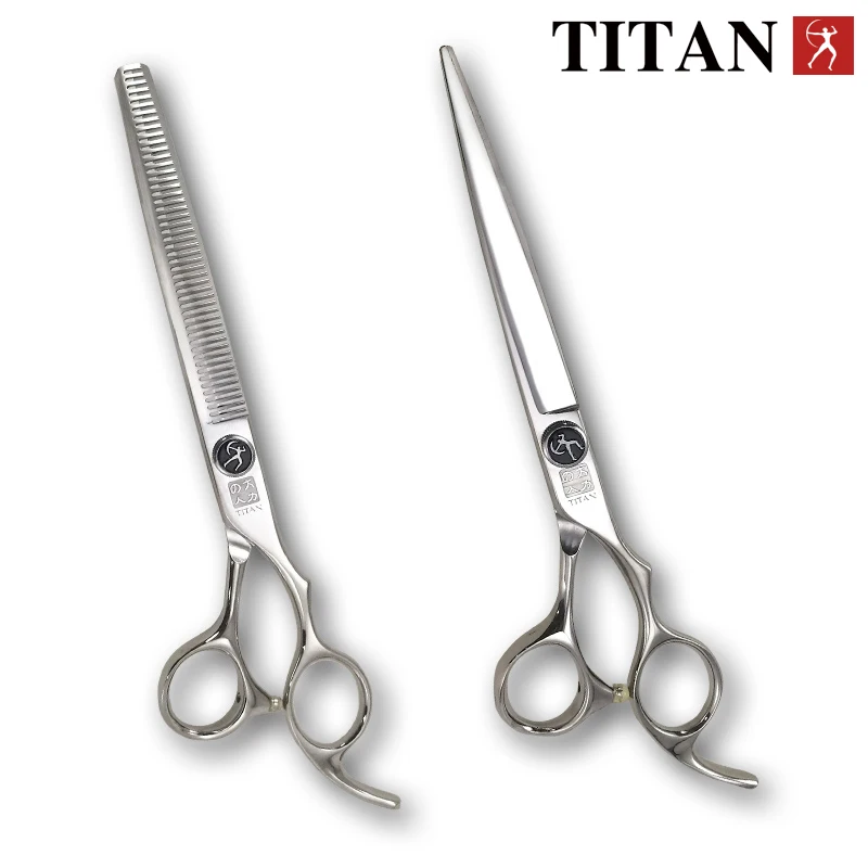 Фото Titan высокое качество sus440c японские стальные филировочные ножницы 7 дюймов, 7,5 дюймов 8 дюймов 8,5 дюймов ножницы для ухода за собаками и кошками №2