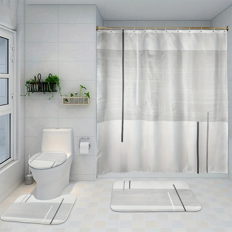 

[Flash Deal] комплект из 4 шт. душевых занавесок Nunoshin с занавеской для душа и ковриками абстрактный блок нескользящий коврик для ванной Крышка для туалета