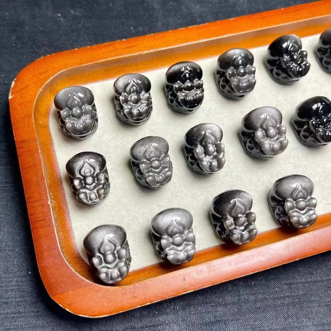 Случайный 19 мм отправка экономичный Природный серебристый обсидиан PiXiu Кристалл