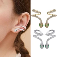 new statement micro pave zircon stud earrings for women personality statement chic snake shinning rhinestone earrings ear cuff