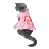 new fashion cat dog striped dress thin lace cute bowknot pet wedding dress clothing suitable for wedding party occasions