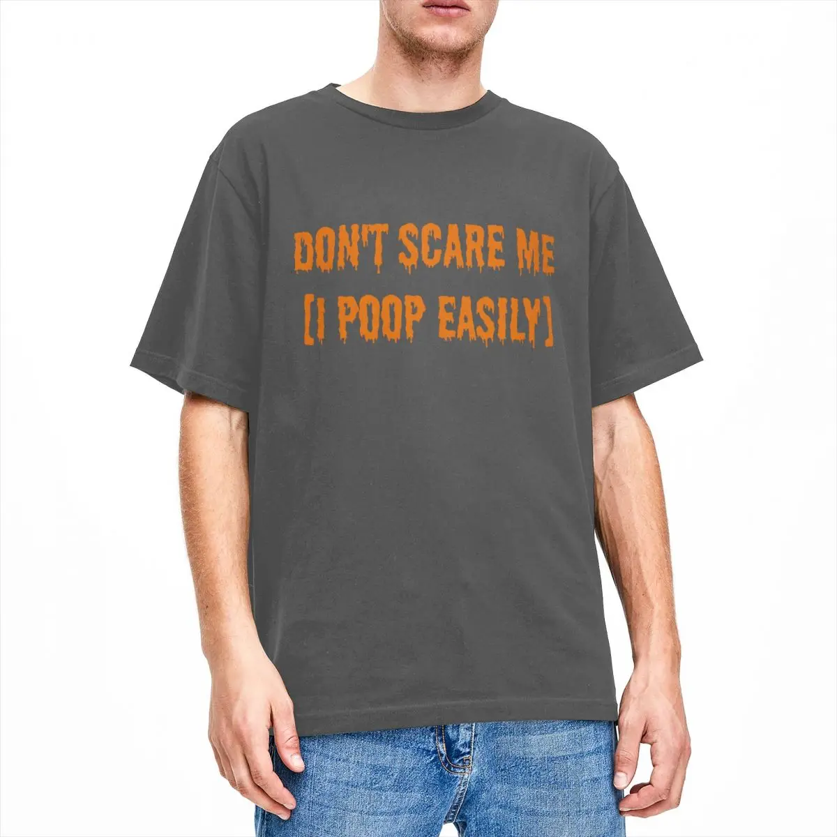 

Don't Scare Me I Poop Easily T-Shirt for Men Funny Halloween Sarcastic Quote Humor 100% Cotton Tee T Shirts Plus Size Clothes