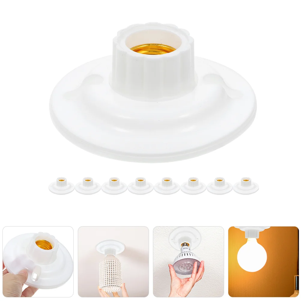 

10 Pcs Plum Lamp Holder Lightbulbs E27 Socket Holders Ceiling Adapter Replacement Plastic Outdoor Base Holding