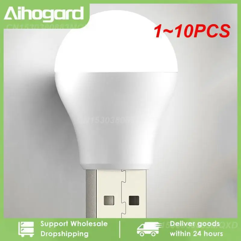 

1~10PCS Plug Lamp Computer Mobile Power Charging Small Book Lamps LED Eye Protection Reading Light Round Light Night Light