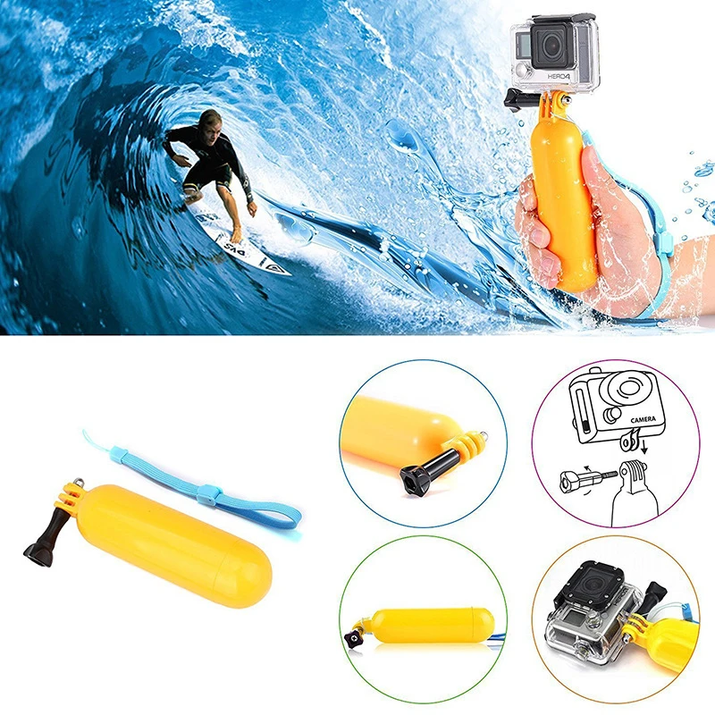 Плавающая желтая ручка для Go Pro Gopro Hero 10 9 8 7 Xiaomi Yi 4K SJ4000 SJ5000 Insta 360 аксессуары