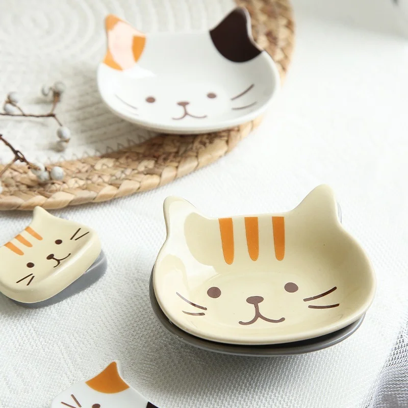 

Блюдо в японском стиле с изображением милого кота, креативное керамическое блюдо для приправ, фарфоровое блюдо для окуня, столовые принадле...