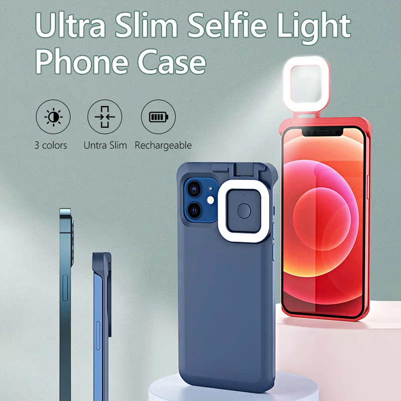 

Чехол для телефона с подсветкой для селфи для iPhone 12 Pro Max, защитный чехол для iPhone 12 Pro, задняя крышка для макияжа, Youtube, живых Селфи