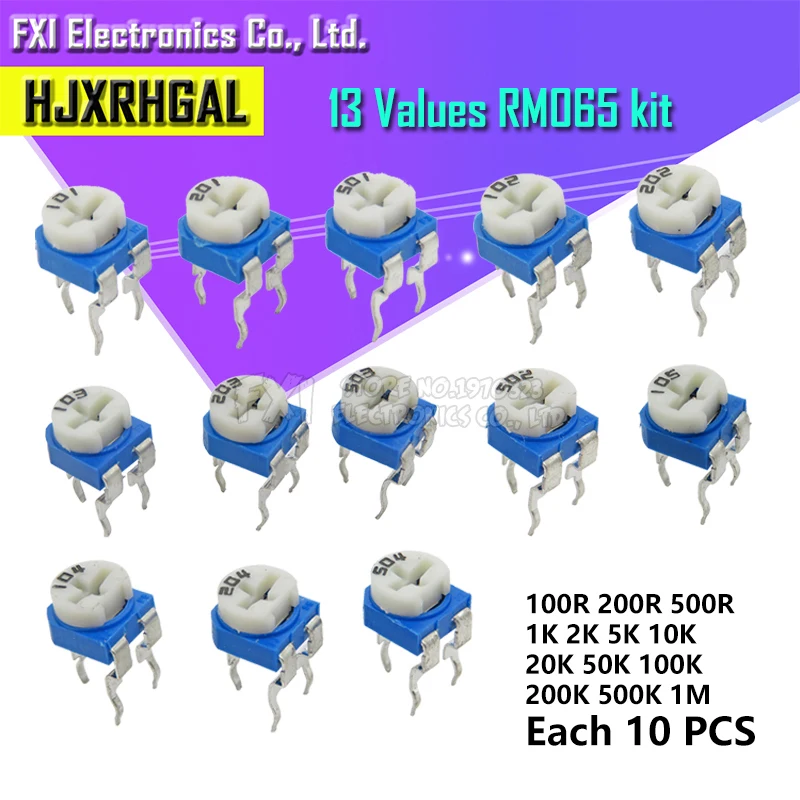 130 шт. = 13 видов искусственных подстроек потенциометр ом-1мом RM065 переменные