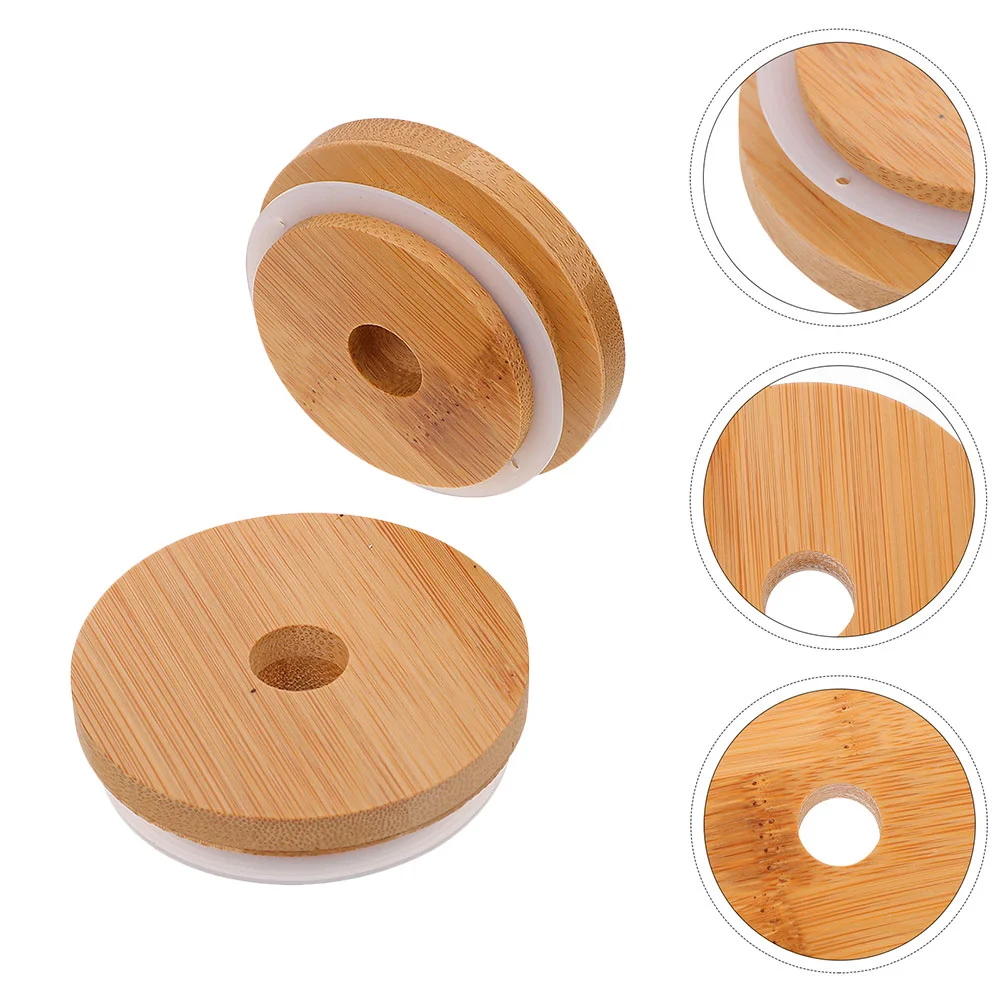 

2Pcs Multi-function Bamboo Bottle Covers Practical Straw Lids