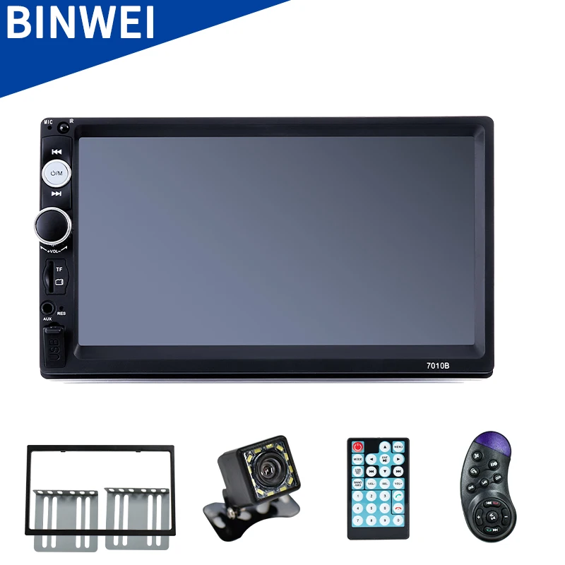 BINWEI راديو تلقائي 2 الدين 7 بوصة تعمل باللمس سيارة ستيريو مشغل وسائط متعددة ، مرآة لينك/FM/TF MP5 مع الملحقات