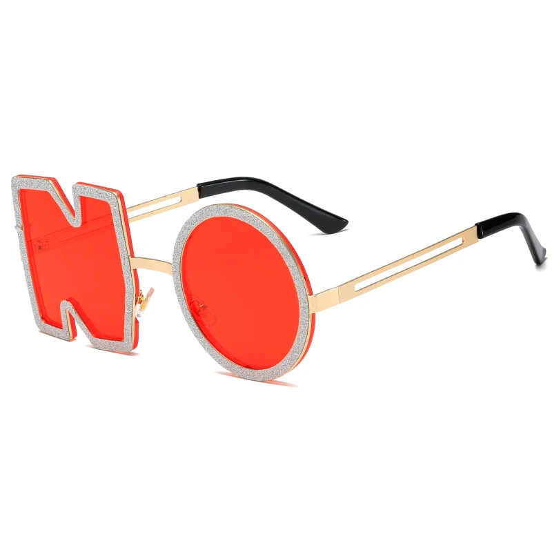 

Fashion Diamond Sunglasses Luxury Brand Designer Women Metal Letter NO Sun Glasses Female UV400 Shades Eyewear Oculos de sol