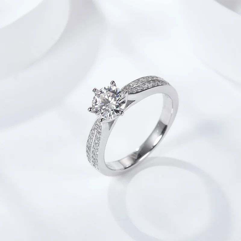 

Женское кольцо с бриллиантами, серебряное кольцо с 6 когтями