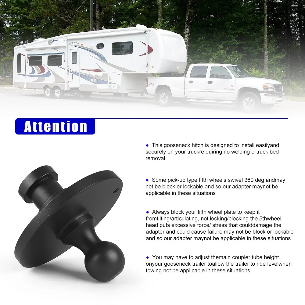 Шаровой адаптер Gooseneck-ресивер Kingpin на 2-5/16 дюймовый шаровой ресивер для