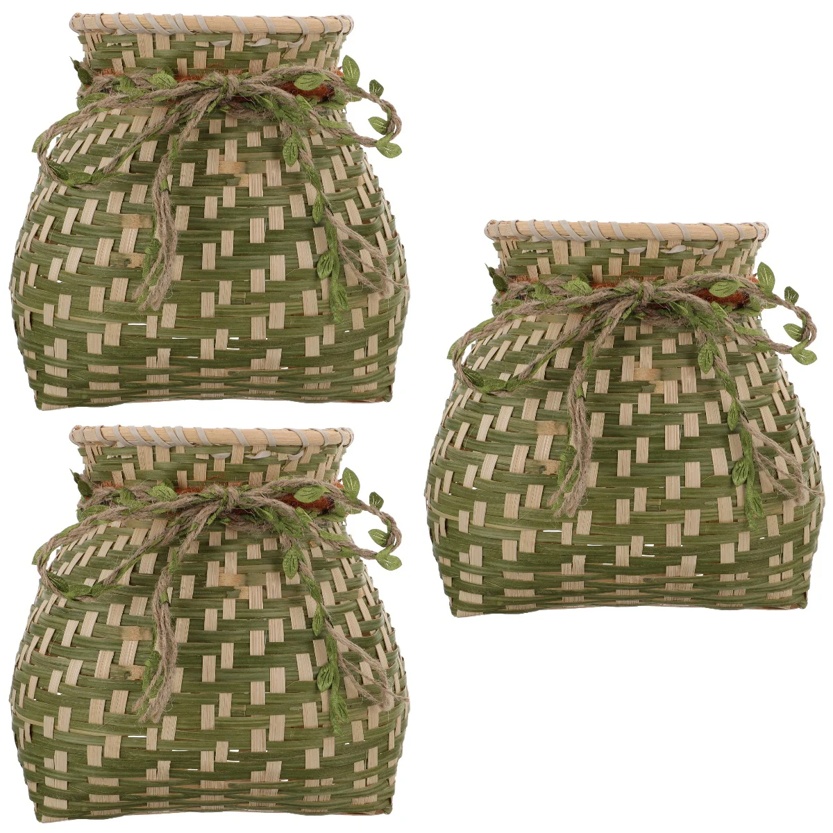 

Basket Woven Wicker Flower Storage Picnic Vase Baskets Pot Hand Container Round Easter Decorative Handmade Bamboo Gift Pots