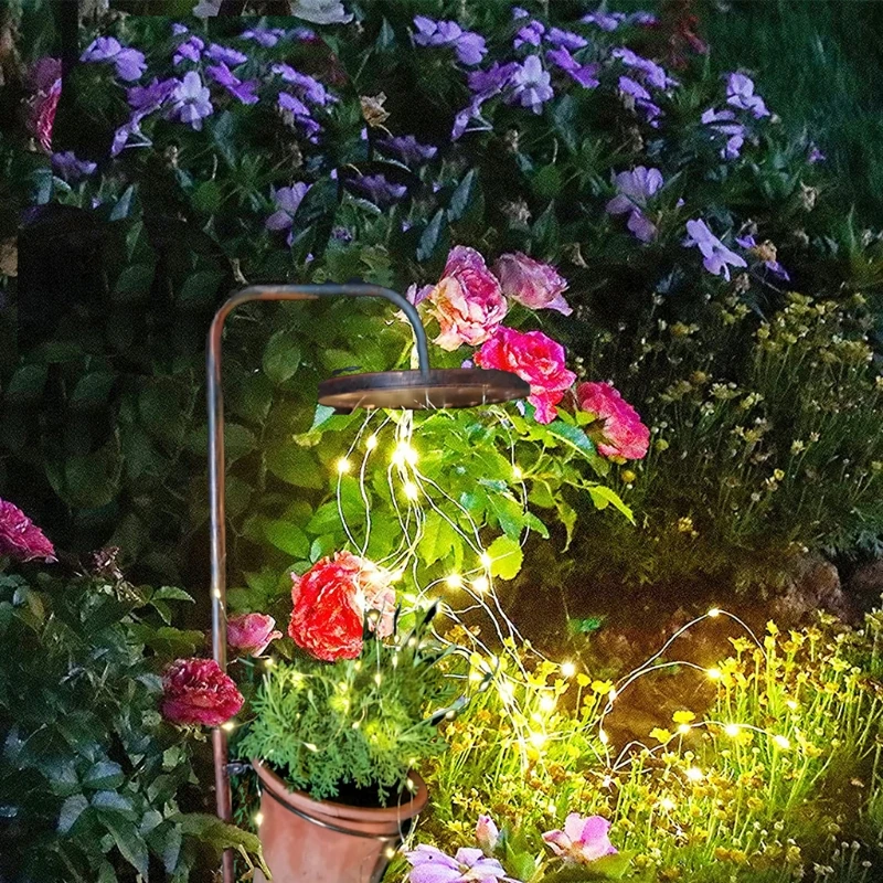 

X37E Stars Shower Shaped Solar Lawn Lamp Outdoor Pathway Solar Garden Lights Metal