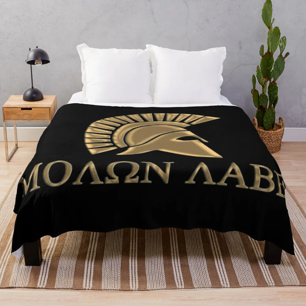 

Molon labe-Spartan Warrior Throw Blanket couple sheep wool blanket Large blanket microfiber blanket