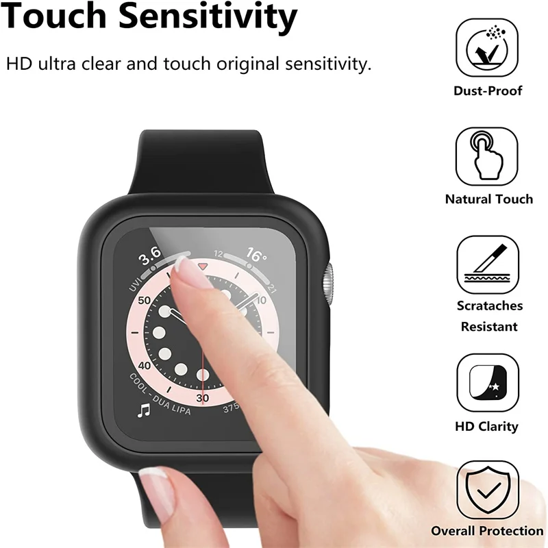Full Screen Protector Case For Apple Watch 7/6/SE/5/4/3/2 Bumper Cover Tempered Glass Film Iwatch 38mm 40mm 42mm 44mm 41mm 45mm