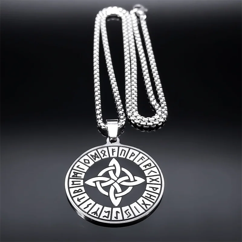 

Viking Celtic Knot Necklace for Women/Men Stainless Steel Nodic Odin Rune Protection Necklaces Jewelry cadenas para hombre