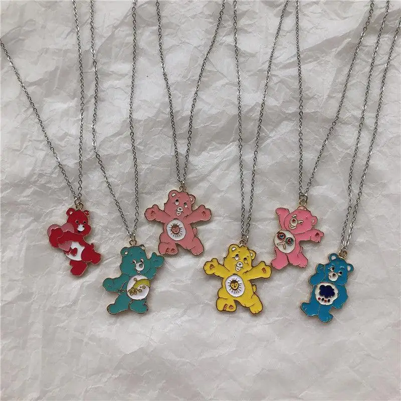 

Kawaii Care Bears Movie Ii: A New Generation Anime Girl Heart Necklace All-Match Harajuku Vintage Jewelry Baby Boy Girl Gift