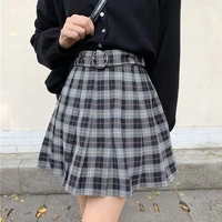 winter autumn women harajuku plaid pleated fashion mini skirts female high waist a line short skirt ins gothic streetwear slim