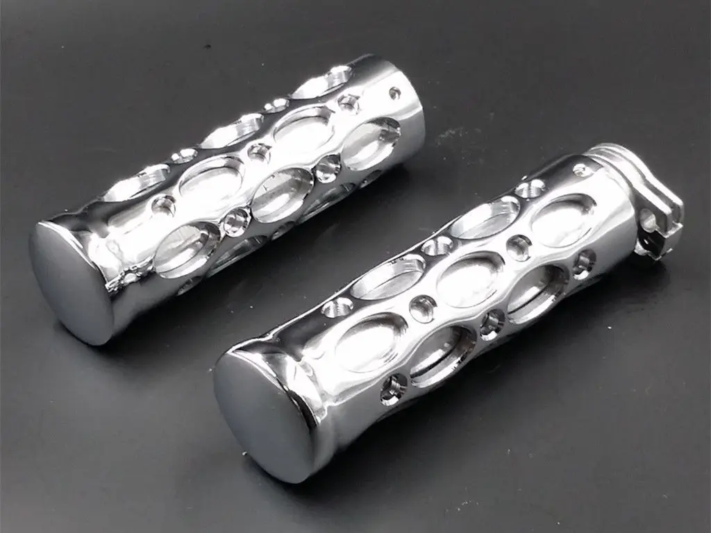 

7/8" 22mm Chrome Oval Holes Hand Grip For Harley Honda Kawasaki Suzuki Motorbike