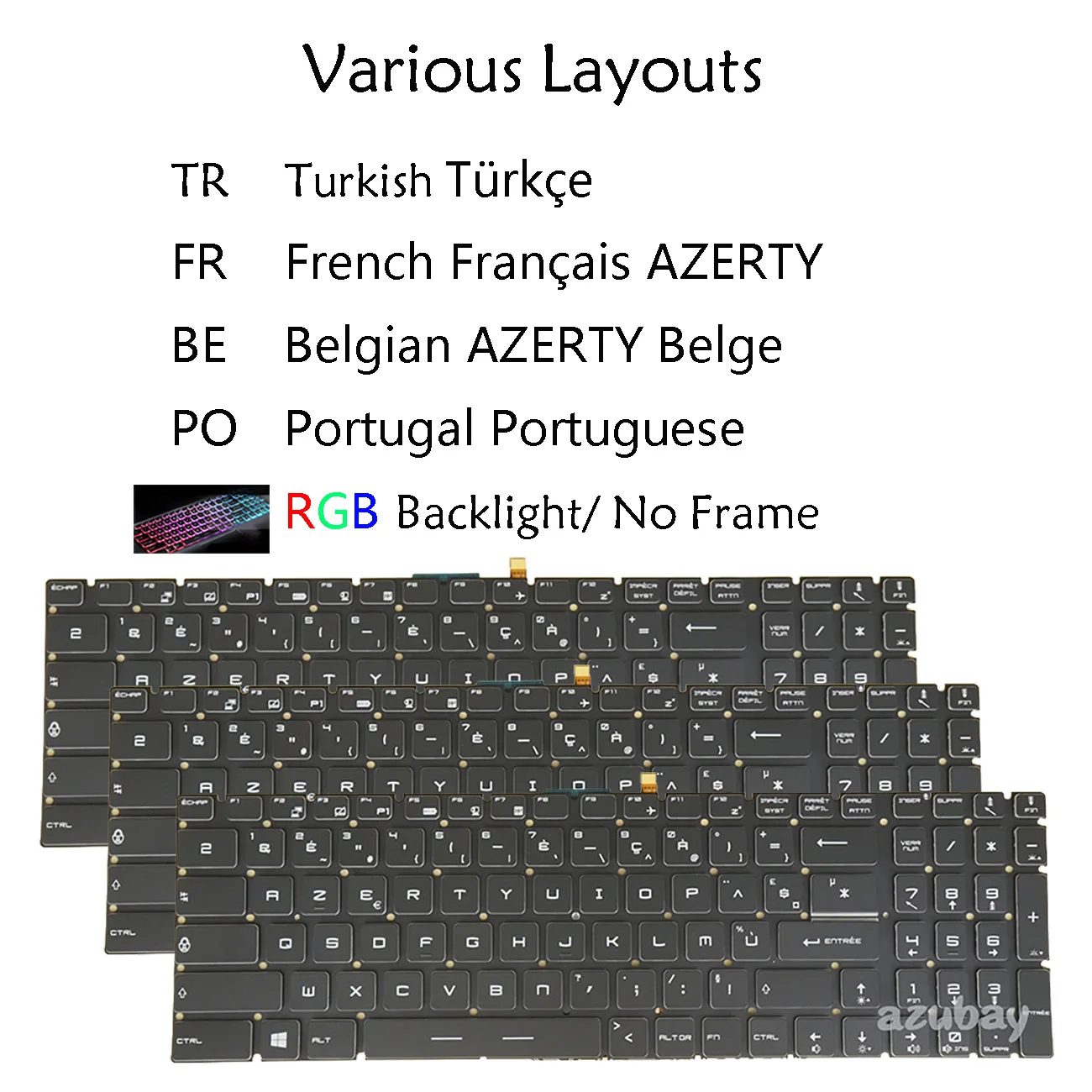 Клавиатура с французской (бельгийской раскладкой AZERTY) португальской и турецкой