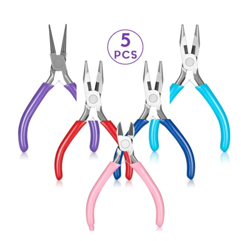 Jewelry Repair Wire Pliers Set DIY Necklace Making and Maintenance Tools with Tweezers Ring Kit Crochet Scissors Copper Wire