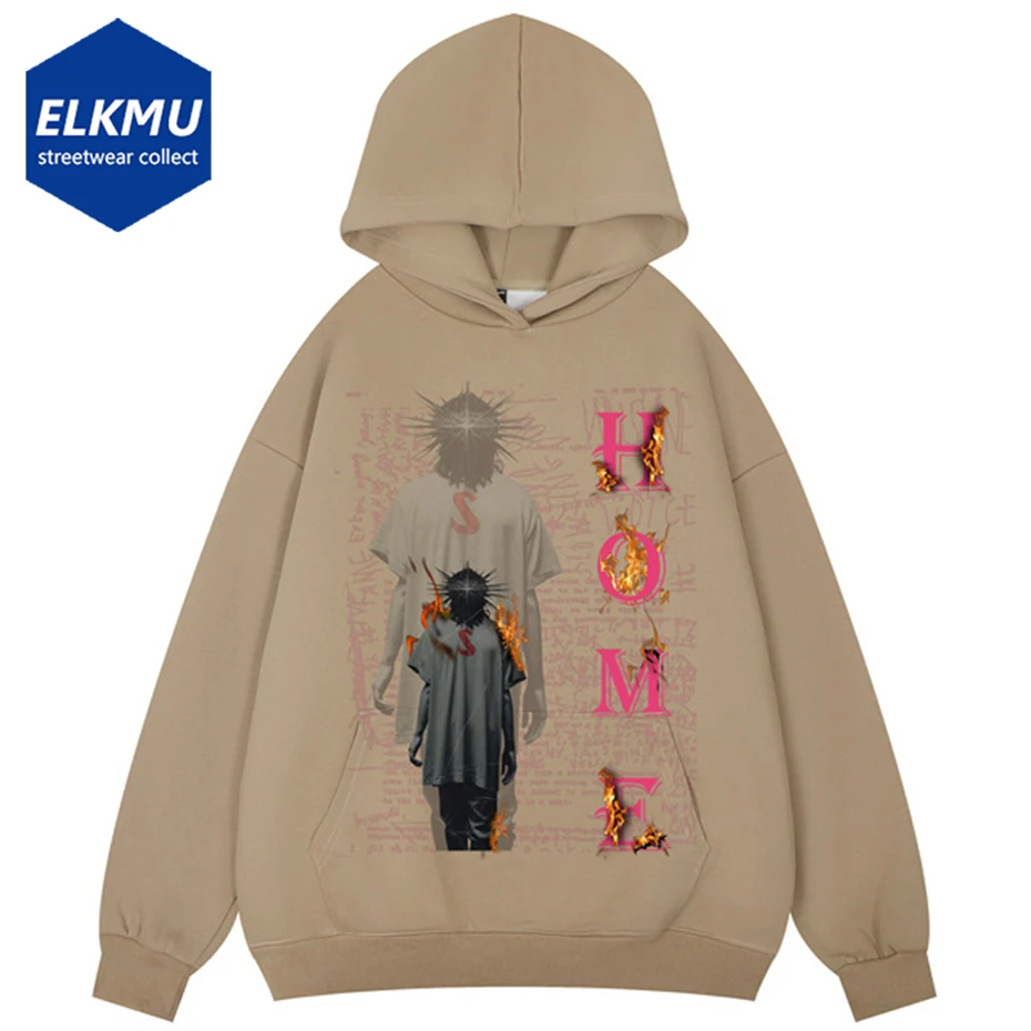 

2023 Men Pullover Sweatshirts Fashion Printed Oversized Hip Hop Hoodie Streetwear Tracksuit Autumn Winter Loose Casual Hoodies