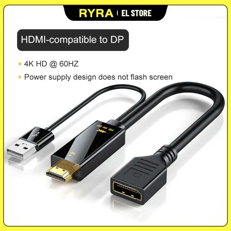 

RYRA 4K60Hz HDMI К DP HDMI к DisplayPort Кабель преобразователя HDMI2.0 с USB адаптером питания Plug And Play для ПК TV