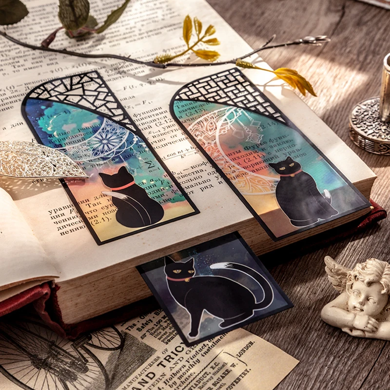 6 шт./компл. Милая Черная кошка ежедневная серия Закладка ПВХ матовая книга для