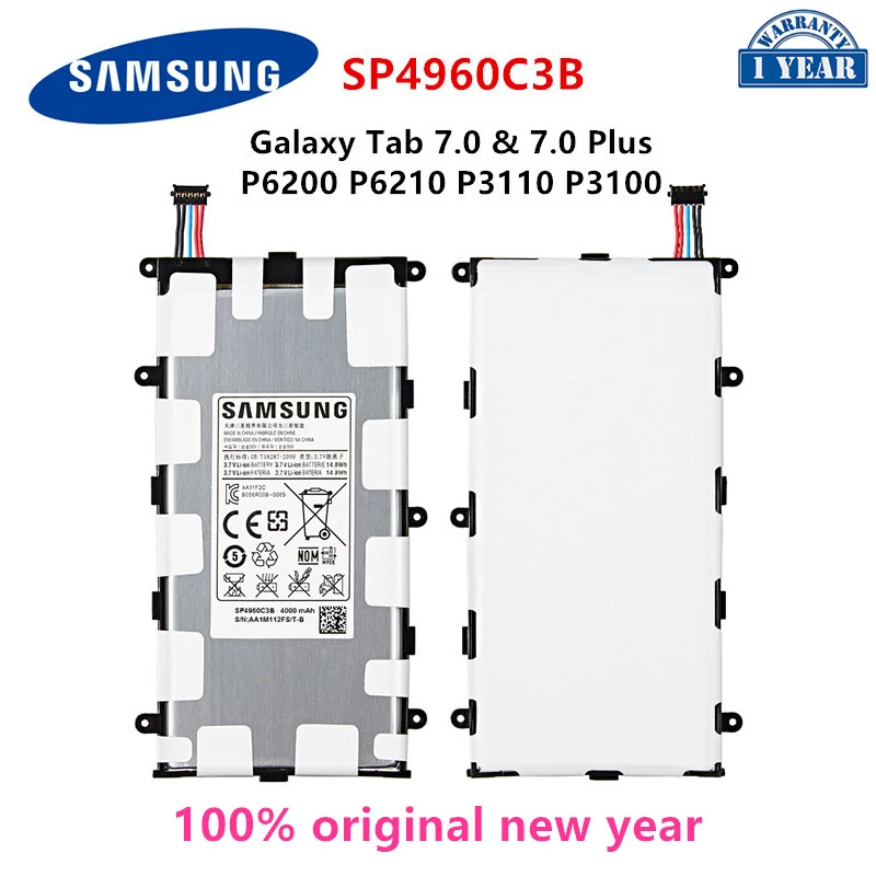 

SAMSUNG Orginal Tablet SP4960C3B Battery 4000mAh For Samsung Galaxy Tab 2 7.0 & 7.0 Plus GT-P3100 P3100 P3110 P6200 Batteria