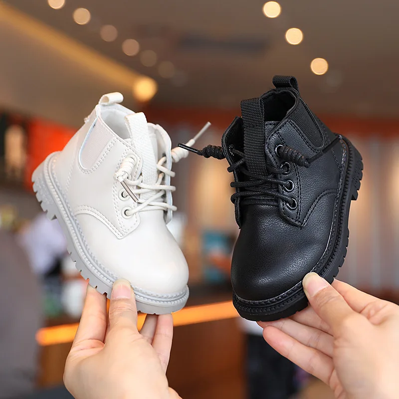

2022 Autumn New Children Ankle Boots Low Heel Kids Girl Short Boots Zipper and Elastic Band Baby Boy Shoes Winter Botas E06121