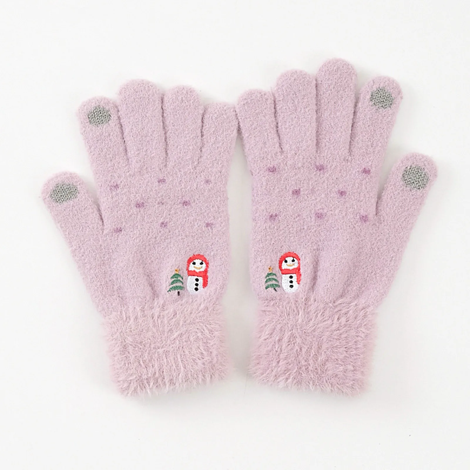 

Женские перчатки с вышивкой снеговика, зимние теплые перчатки с вышивкой