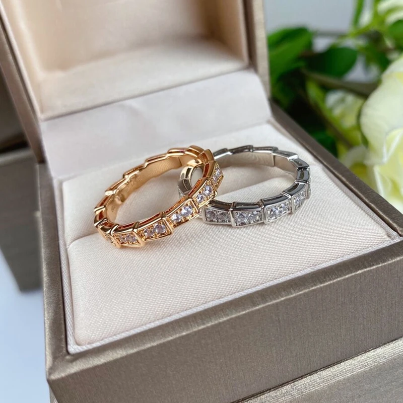 

925 Silver Gold-plated High-end Snake Bone Ring European And American Ladies Cold Wind Fashion Trend Brand Jewelry Gifts