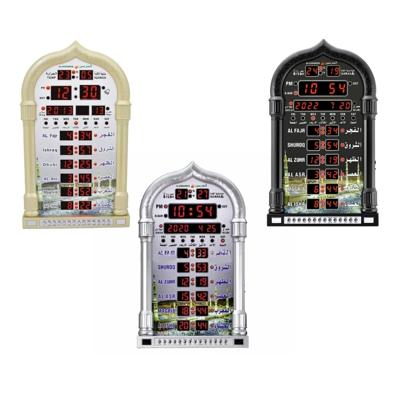 

Цифровые часы для молитвы в азианской мечети, исламская мечеть, календарь в азианском стиле, мусульманские часы