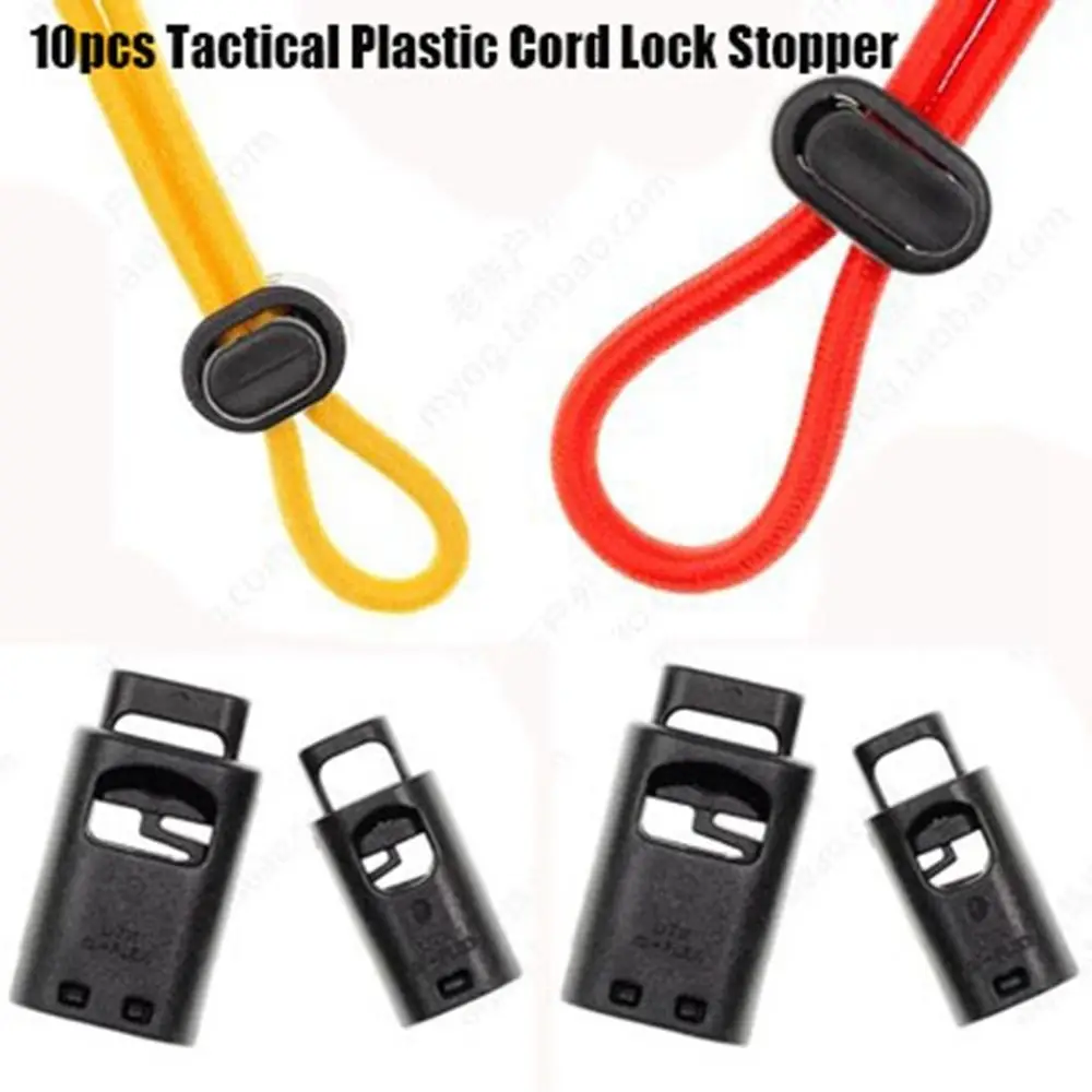 

10pcs Plastic Tactical Cord Lock High Quality 25/30mm Accessories Lanyard Fastener Black Toggle Stopper Outdoor Tool